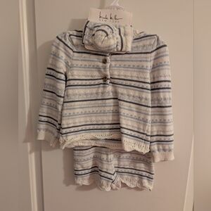 $ Nicole Miller‎ Blue and White Stripe Knit Set
